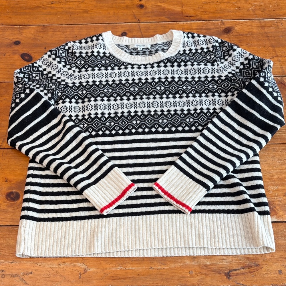 Classic Black & White Patterned Women's Sweater